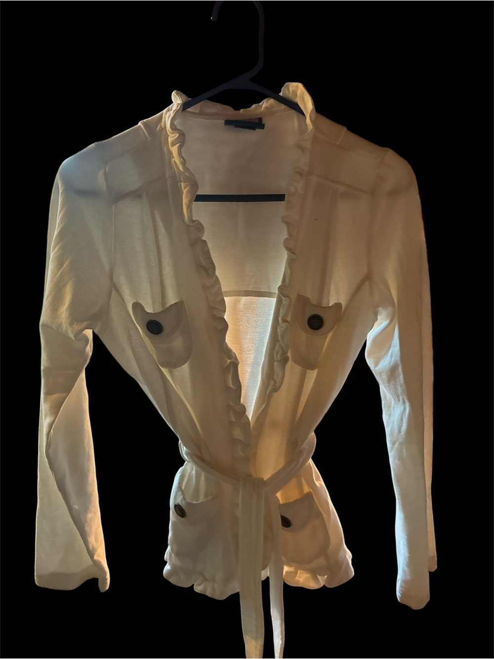 Vintage Y2K L.A. Kitty White Ruffled Tie-Waist Jacket - Size L